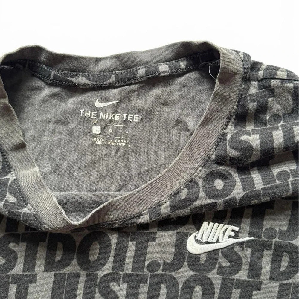 Nike Just Do It All Over Print Graphic Tee Black Charcoal Mens Large